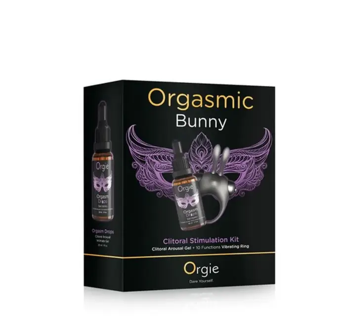 Orgie Orgasmic Bunny – clitoral stimulation kit, 2 pieces (Orgasm Drops arousal gel, vibrating bunny ring)