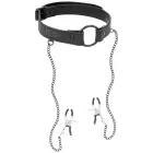 Fetish Submissive Vegan Leather Ring Gag with Adjustable Nipple Clamps – Black — Photo 3
