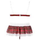 Cottelli Collection – bra top, two-layer mini skirt and open string set – red check – S — Photo 7