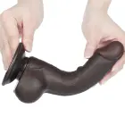 LoveToy Sliding Skin Dual Layer Dong – реалистичный двухслойный фаллоимитатор – TPE – чёрный – 19 см — Фото 5