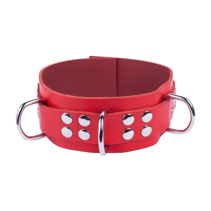 Red Leather Adjustable Collar – Red – 38-52 cm