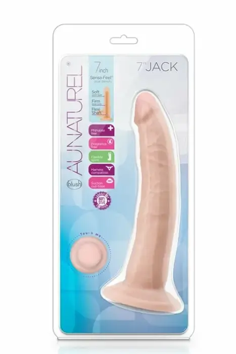 Blush Au Naturel Jack – divslāņu TPE dildo ar FlexiShaft un piesūcekni – vaniljas – 19 cm