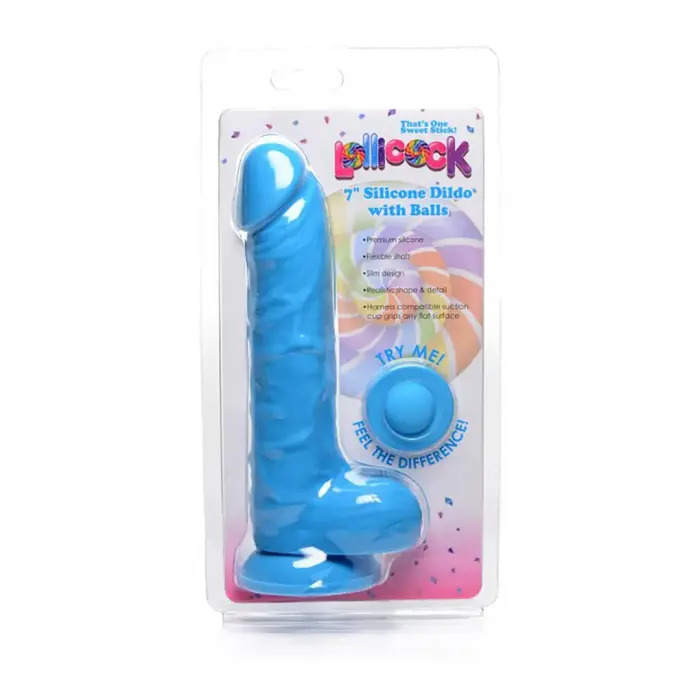 Lollicock reālistisks dzīslains dildo ar sēkliniekiem un piesūcekni – 18 cm (7.25″) – zils