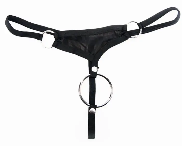 Men's Jockstrap with Penis Ring – Black – L Photo