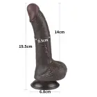 LoveToy Sliding Skin Dual Layer Dong – realistiškas dviejų sluoksnių dildo – TPE – juodas – 19 cm — Nuotrauka 2