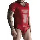 RFP Regnes Fetish Planet Wetlook V-neck T-shirt – Red – S — Photo 1