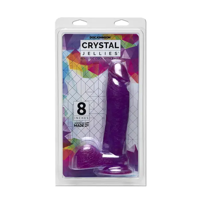 Reālistisks dildo ar sēkliniekiem un piesūcekni – 20 cm (8″) – Caurspīdīgs