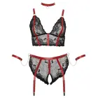 Cottelli Bondage Plus mežģīņu garā krūštura komplekts – 2XL – melns-sarkans — Foto 7