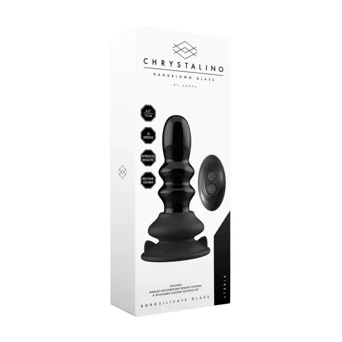 Ribbly klaasist rihveldatud dildo iminapaga – 20 cm (8″) – must