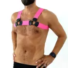 Elastingi krūtinės diržai su žiedais – rožiniai – S/M — Nuotrauka 3