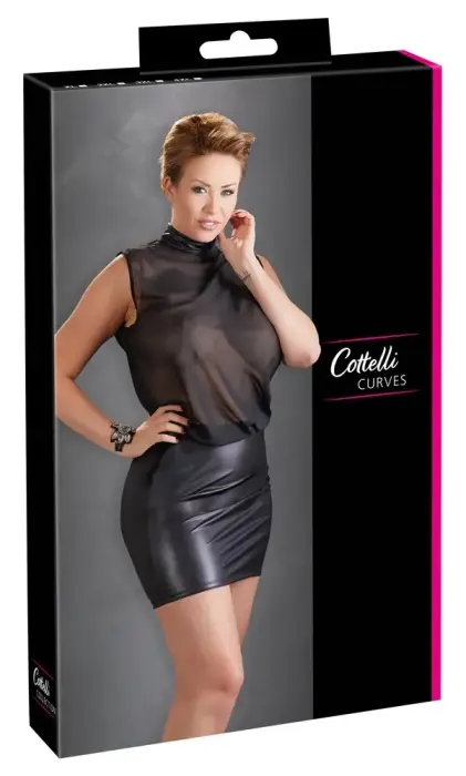 Cottelli Collection прозрачное мини-платье – чёрное – 4 XL