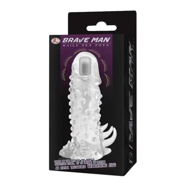 BAILE - Brave Man Vibrating Penis Sleeve – 18 cm (7″) – Clear