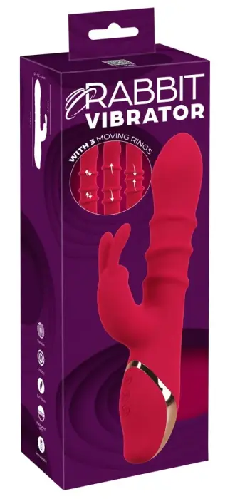 You2Toys triušio vibratorius su 3 judančiais žiedais – 24 cm (9.3″) – rožinis