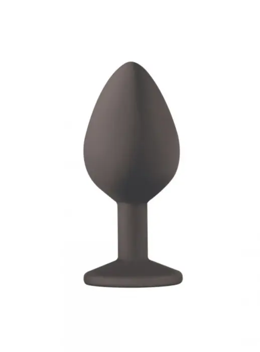 Emotions Cutie средний черный дилдо с кристаллом – 8.5 см Фото num