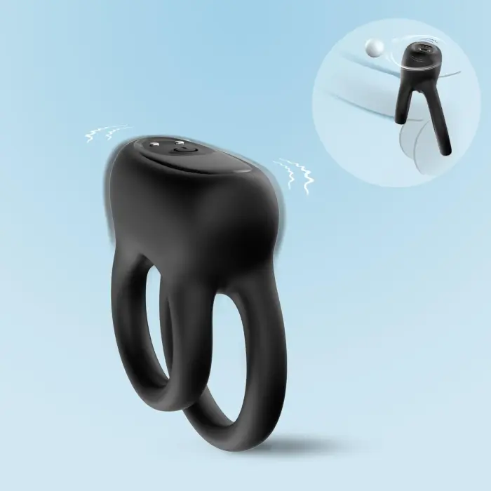 Dualo Vibrating Cock Ring with 9 Functions - Black