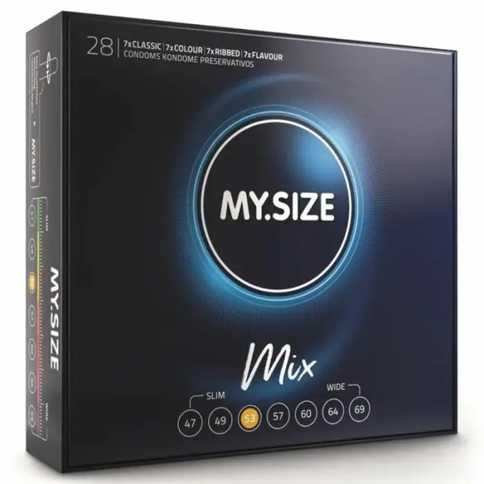 MY.SIZE MIX kondoomide komplekt – 53 mm – 28 tk