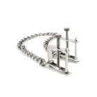 Mr. Steel Press Nipple Clamps With Chain – Silver — Photo 1