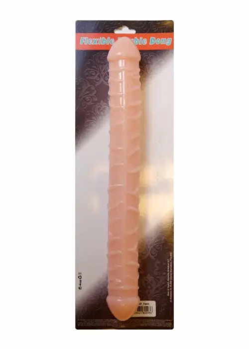 Elastīgs dubultais dildo – ādas krāsa Foto 5