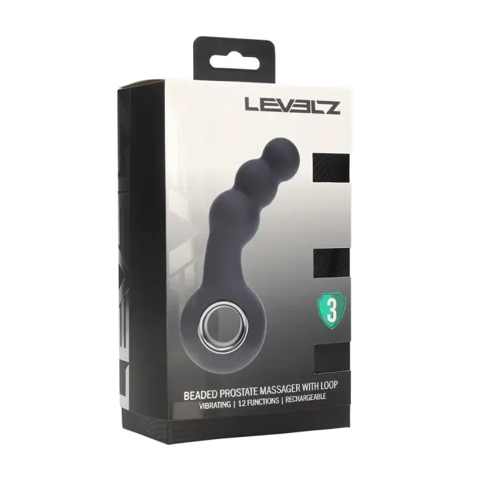 LEVELZ Beaded Silicone Intimate Massager with Loop – Black