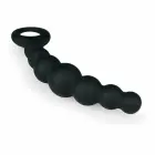 Анальная пробка Sinner Gear из силикона с бусинами и петлей для пальца – 13 см – Черный — Фото 3