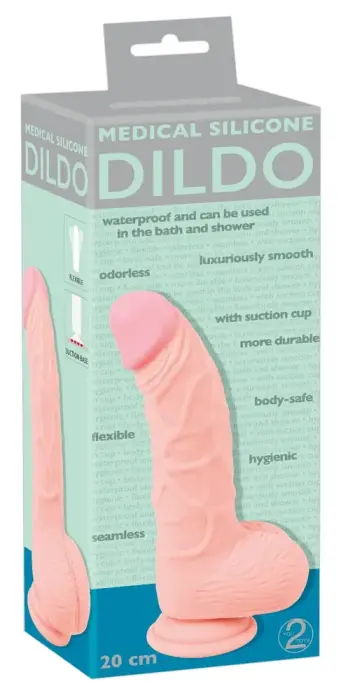 Meditsiinilisest silikoonist dildo – 20 cm (7.9″) – nahavärv