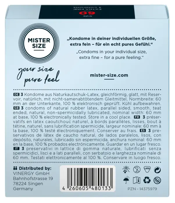 Mister Size 60 mm презервативы – 3 шт. Фото num