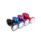 Aluminum Buttplug Red with Clear Gem – 7 cm — Photo 4