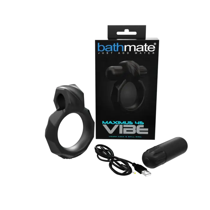 Vibe Maximus 45 вибрирующий ремень для мошонки и кольцо для члена – черный