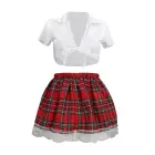 Schoolgirl costume with pleated mini skirt and blouse – white – S/M — Photo 4