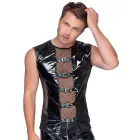 Black Level Sleeveless Vinyl Shirt with Net Inserts – S — Photo 3