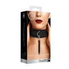 Ouch! Velvet Adjustable Collar with Leash – Black — Photo 1