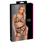Cottelli LINGERIE siksniņu dizaina krūštura un stringu komplekts – melns – M — Foto 1