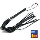 Red Leather Wooden Martinet – ādas pātaga (martinets) ar koka rokturi, 12 sloksnes – melna – 78 cm — Foto 1