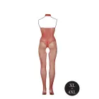 Сетчатое боди с кружевным узором и открытой промежностью – красное – Queen Size — Фото 9