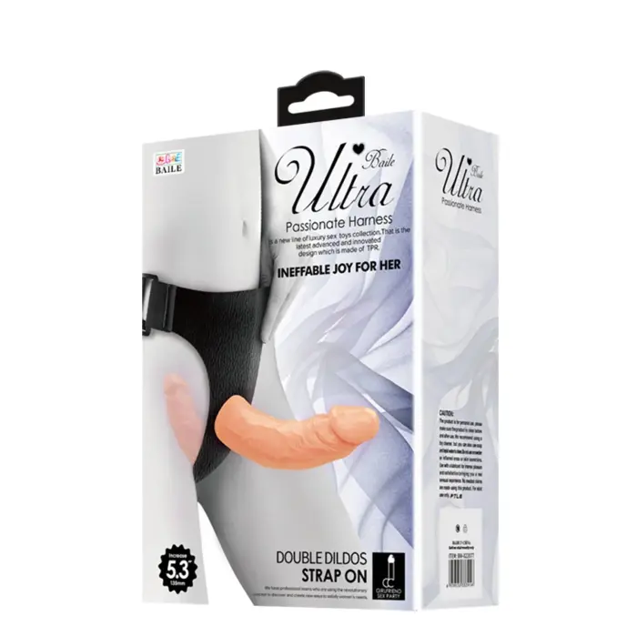 BAILE Double Strap-On Dildo Set – 20 cm (8″) – Skin