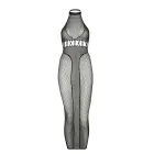 Сетчатое платье с бретелями на шее и открытой спиной – чёрное – One Size — Фото 8
