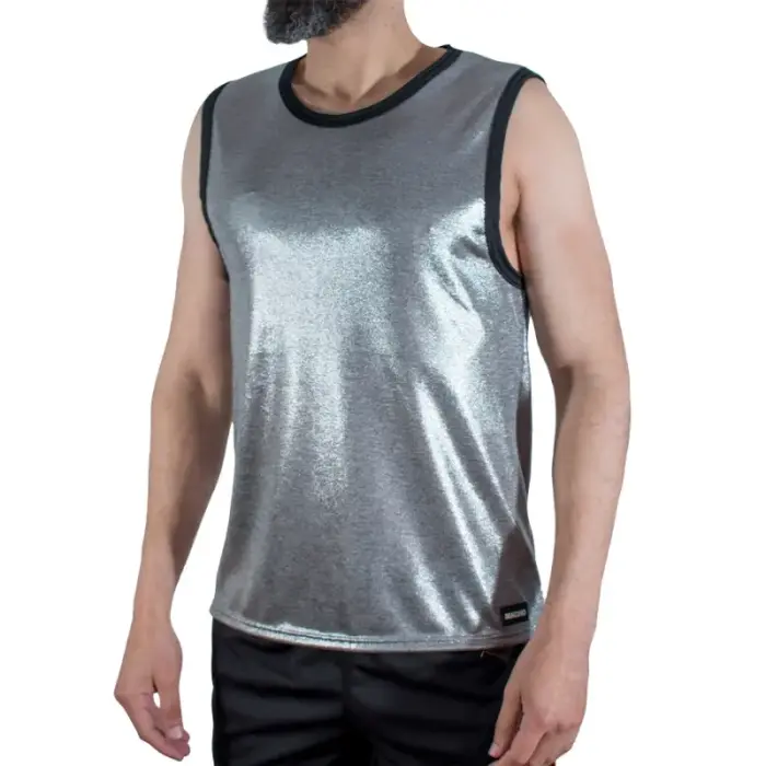 Macho Fine Glitter – sleeveless top – silver – S/M