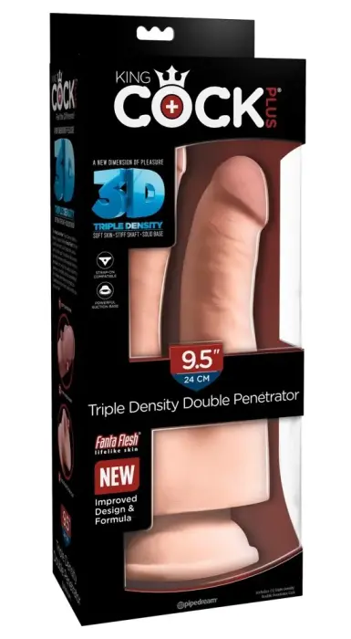 KCP 9.5 TD Intimate dubultais teksturēts dildo – 24 cm (9.5″) – miesas krāsa
