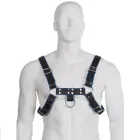 Svenjoyment – Bulldog ādas krūšu siksnas – zilas/melnas – S–XL — Foto 1