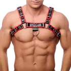 Red Leather Avanua кожаная бондажная упряжь премиум-класса – L/XL – чёрно-красная — Фото 1