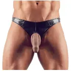 Svenjoyment mākslīgās ādas vīriešu stringi ar atveri priekšpusē – melni – XL — Foto 2