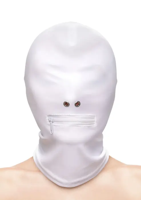 Fetish & Fashion Zippered Mouth Hood – White