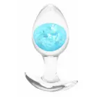 Cosmic Glams Medium Blue – liquid silicone anal plug with glass accent — Photo 2