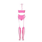 Two Piece Crop Top and Stockings Set – Neon Pink – Plus Size Photo
