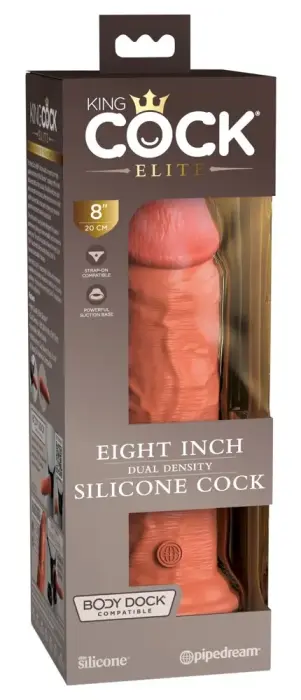 King Cock Elite KCE 8 divslāņu silikona dildo – 22 cm (8.7″) – miesas krāsa