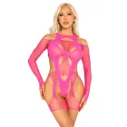 Fishnet Garter Harness and Teddy – Pink – One size — Photo 2