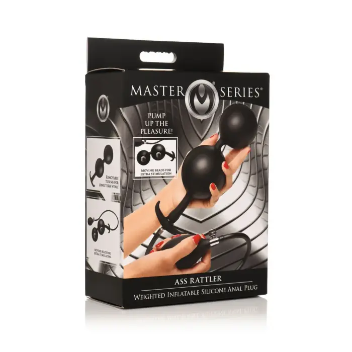 Ass Rattler ar svaru piepūšams silikona anālais spraudnis – 20 cm (7.9″) – Melns