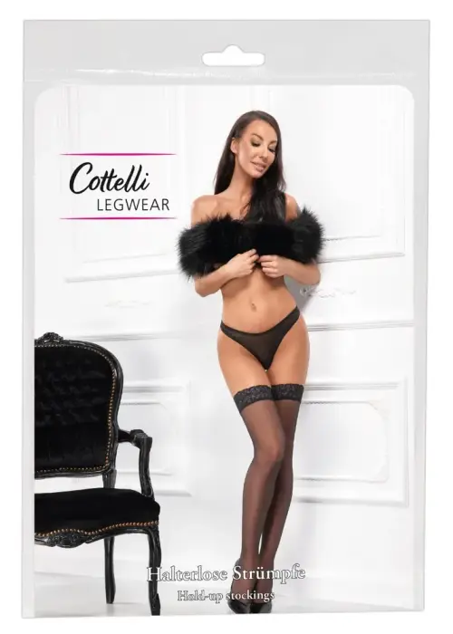 Cottelli LEGWARE чулки с кружевной лентой – чёрные