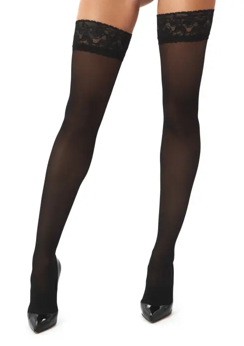 Hold Ups H003 zeķes līdz augšstilbam – melnas – S/M
