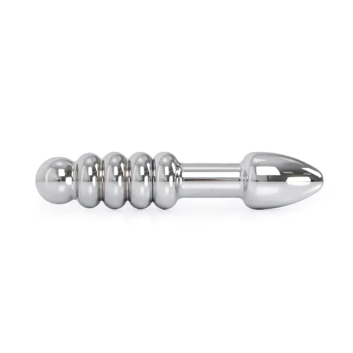 Apvalus dvipusis plieninis dildo – 18 cm (7″)